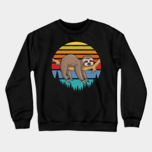 lazy Sloth on branch with Retro sunset. hoodie and Crewneck Sweatshirt